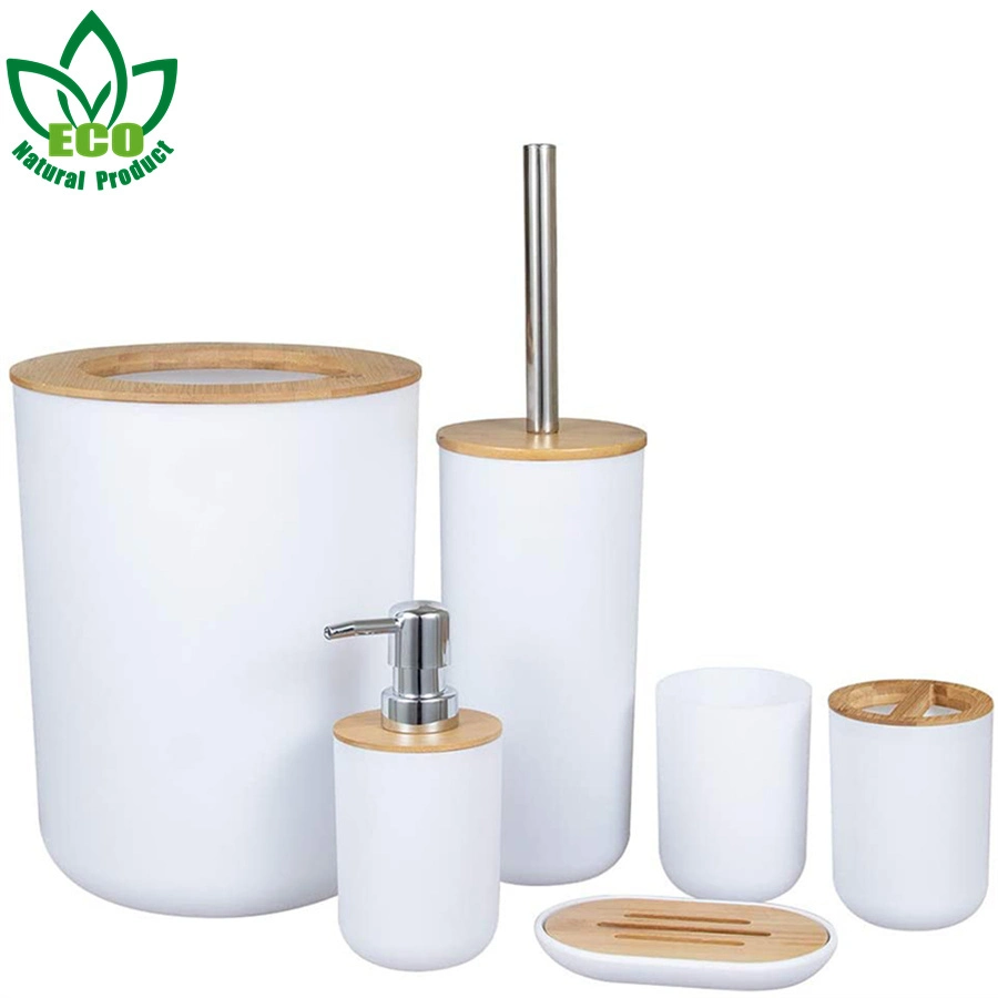 Stock Bathroom Accessories Bamboo Bathroom Soap Dispenser Set Bathroom Toothbrush Holder Set