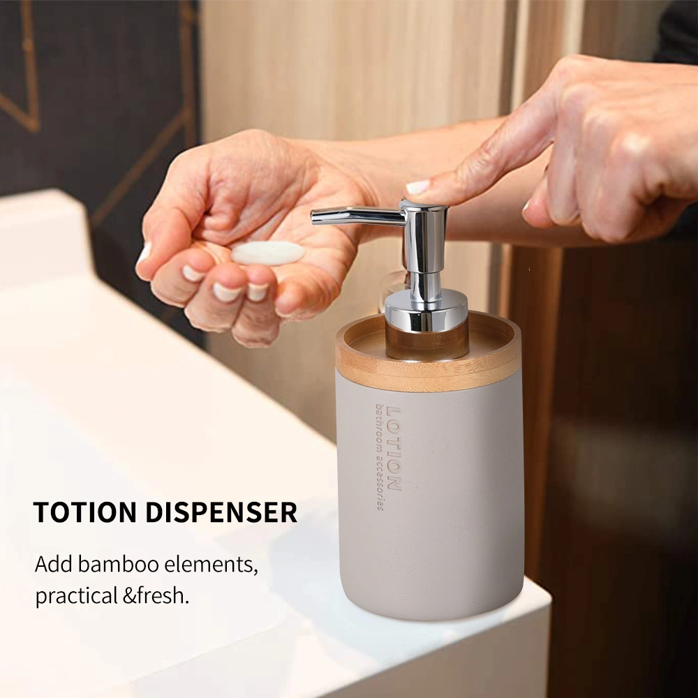 Modern Design Toilet 4 Piece Polyresin Bathroom Accessories Set with Toilet Brush Soap Dispenser Tumbler Tray