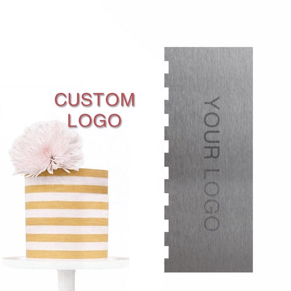 Ak Free Sample Custom Logo Stainless Steel Cake Scraper Decorating Comb Pastry Chocolate Buttercream Royal Icing Smoother