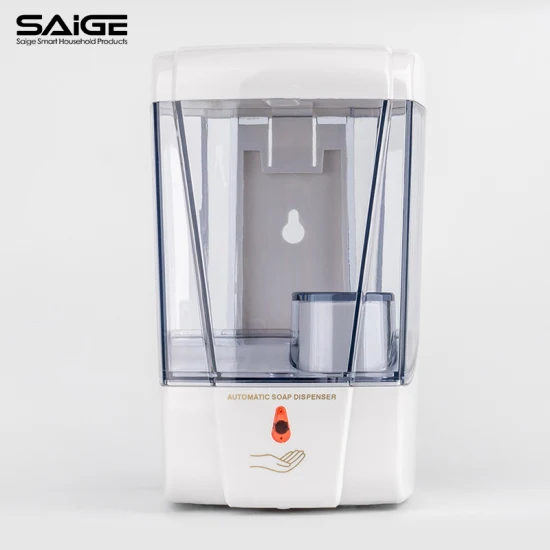 Dispensador de sabonete líquido em gel com sensor automático Saige 700 ml montado na parede do hotel