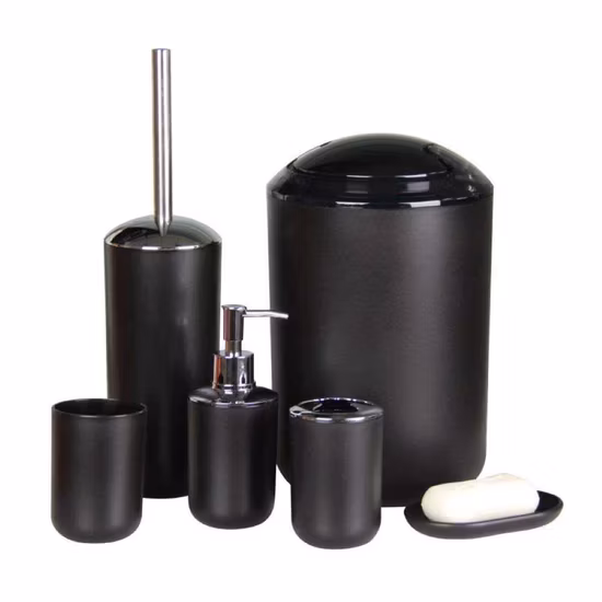 Conjunto de 6 peças de acessórios para banheiro, lixeira, suporte para escova de dentes, dispensador de sabonete e loção